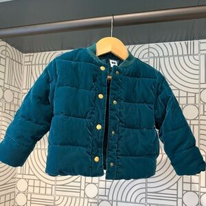 Janie and Jack Teal Velvet Puffer Jacket 2T